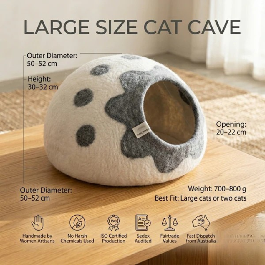 Lavender Paw Wool Cat Cave Bed paw detail