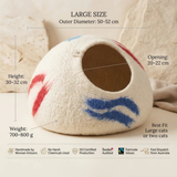Cream Brushstroke Wool Cat Cave Bed