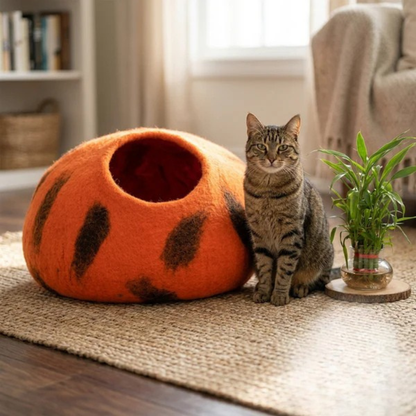 Flame Wool Cat Cave Bed