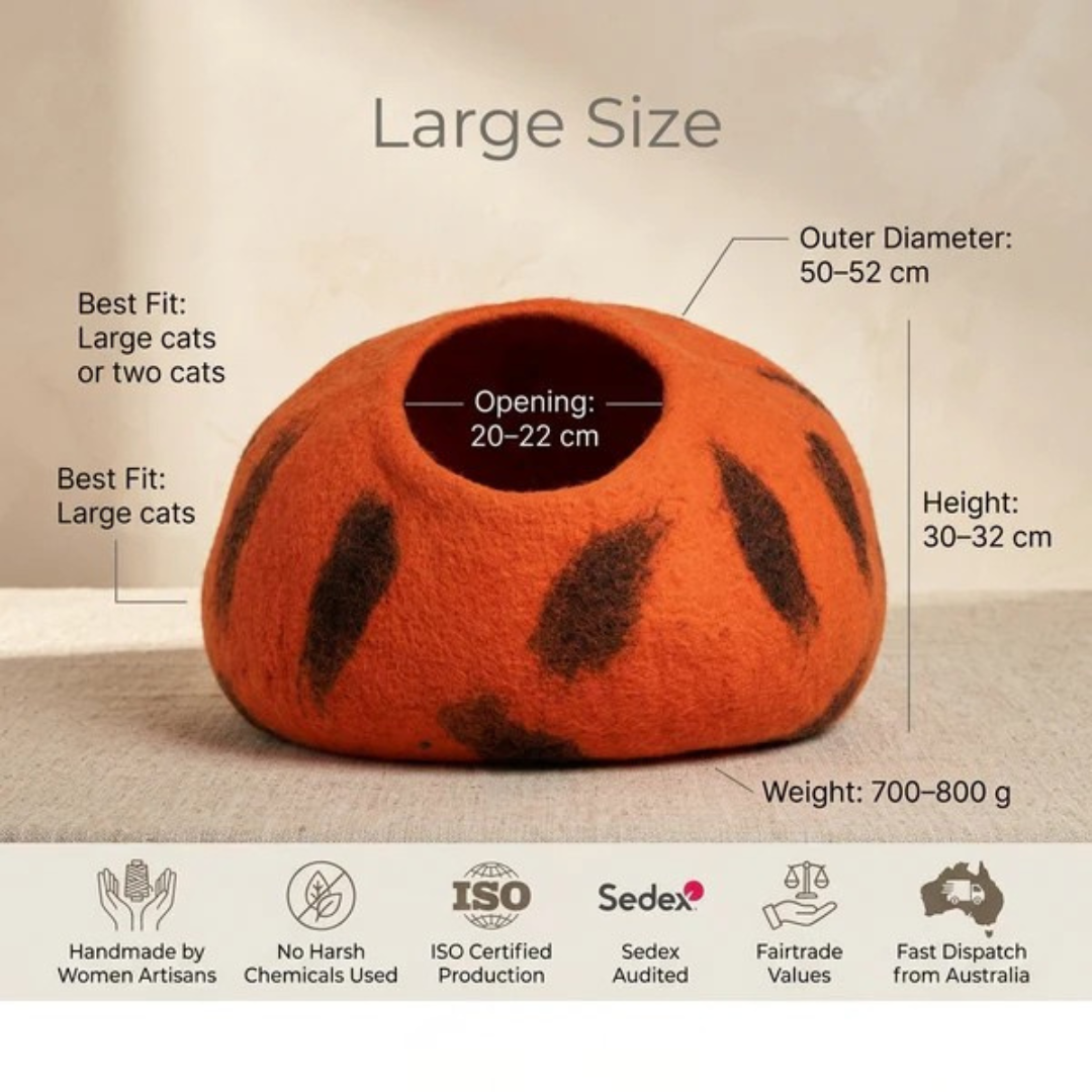 Flame Wool Cat Cave Bed