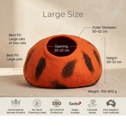 Flame Wool Cat Cave Bed