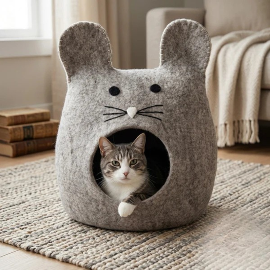 Bunny Ears Wool Felt Cat Cave