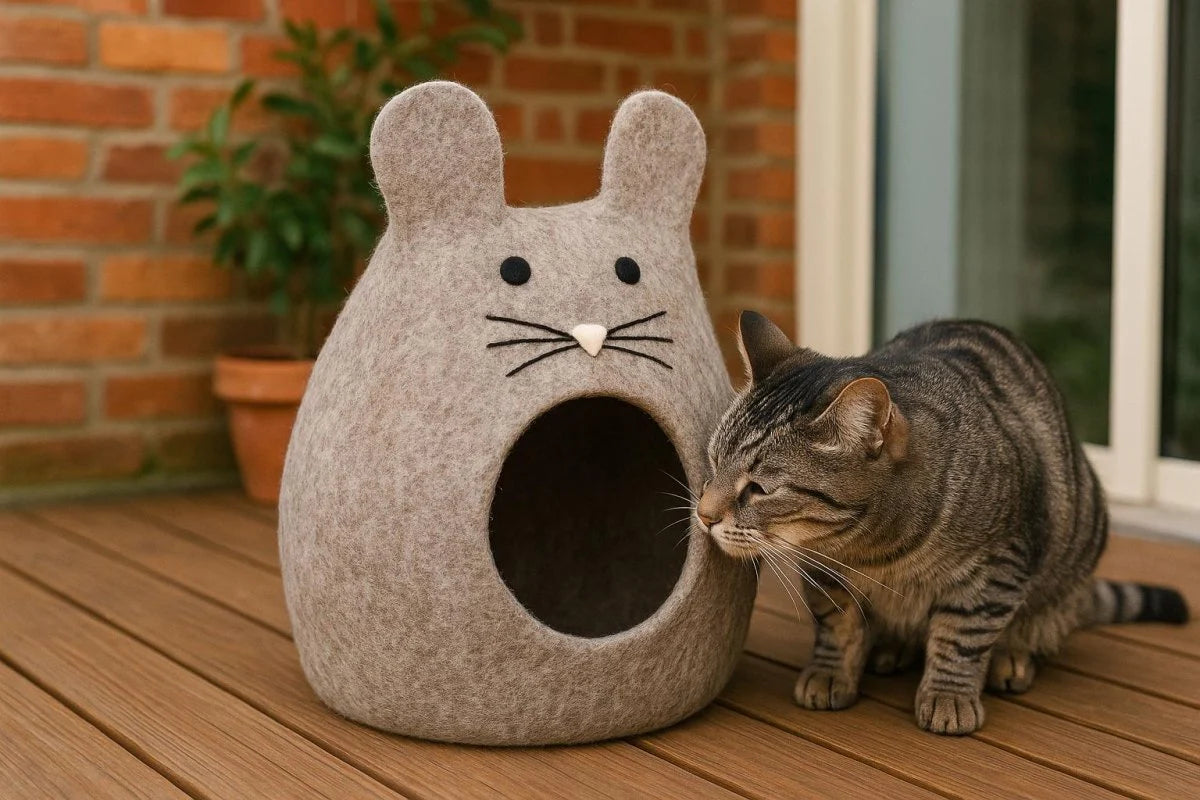 Bunny Ears Wool Felt Cat Cave