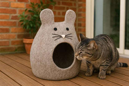 Bunny Ears Wool Felt Cat Cave