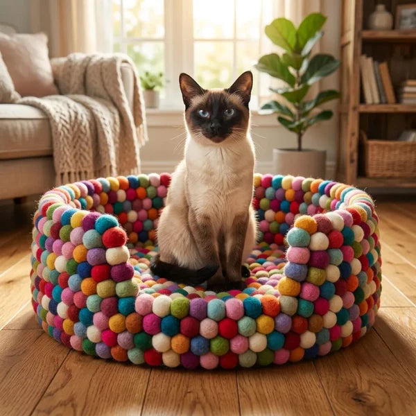 Multicolour Wool Felt Dog Bed