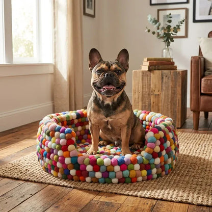 Multicolour Wool Felt Dog Bed