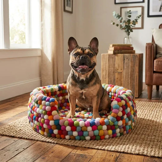 Multicolour Wool Felt Dog Bed